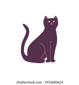 Dibujo de dibujos animados de gatos negros ilustrados en forma plana.