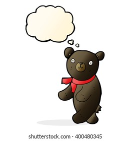 cute cartoon black teddy bear with thought bubble