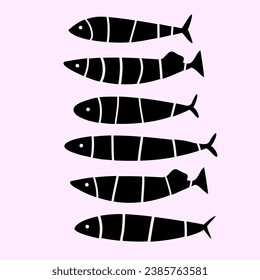 Cute cartoon black vector fish sea life - vector illustration for kids. 