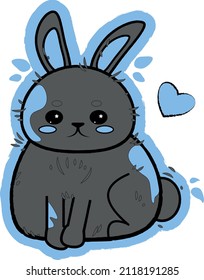 Cute, cartoon black water hare, the symbol of 2023 according to the Chinese horoscope.