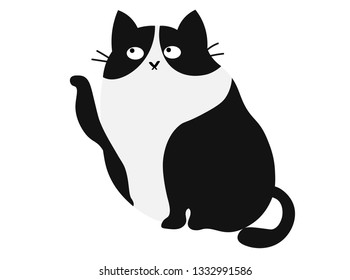cute cartoon black and white cat