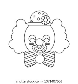 cute cartoon black and white clown vector illustration for coloring art