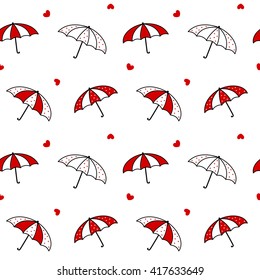 cute cartoon black white red umbrella seamless vector pattern background illustration