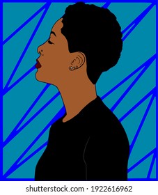 Cute Cartoon Of A Black Woman With A Short Afro Hairstyle