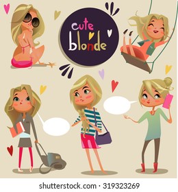 Cute Cartoon Blonde Girl