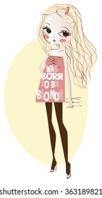 cute cartoon blonde girl