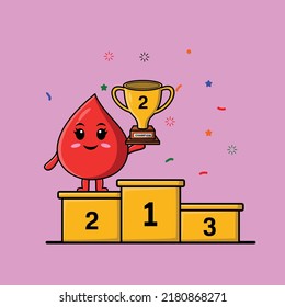 La sangre de las caricaturas mudas cae como segundo ganador con expresión feliz en un diseño de estilo moderno y plano