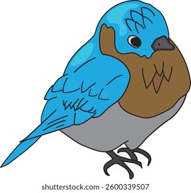 Cute cartoon blue bird with white Backgroud