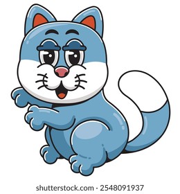 Cute Cartoon Blue Cat Illustration