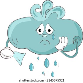 cute cartoon blue crying cloud