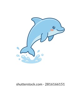 Cute cartoon blue dolphin