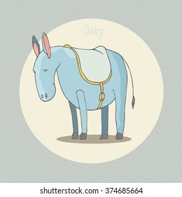 cute cartoon blue donkey