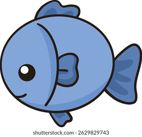 Cute cartoon blue fish clip art