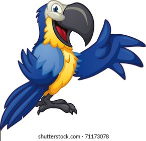Cute cartoon blue macaw. Vector illustration with simple gradients.