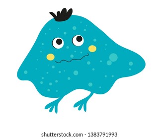 Cute cartoon blue monster vector illustration