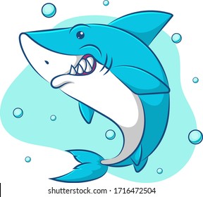 cute cartoon blue shark illustration
