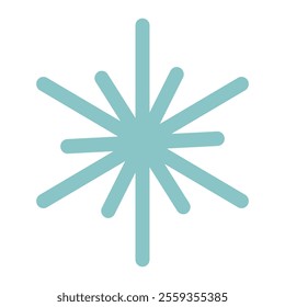 Cute cartoon blue thin line snowflake  in flat style isolated on white background.