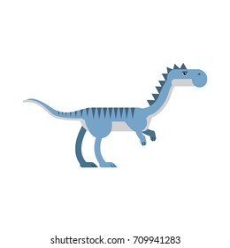 Cute cartoon blue velyciraptor dinosaur, prehistoric and jurassic monster vector Illustration