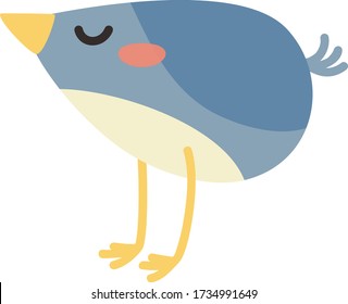 Cute Cartoon bluebird, Vector illustration bluebird on a white background. Drawing for children