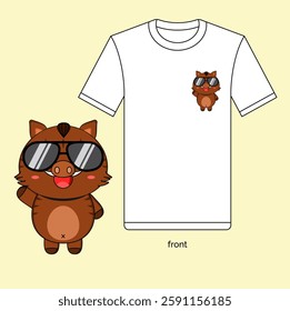 Cute cartoon boar mascot illustration in vector design, with T-shirt mockup. EPS 10