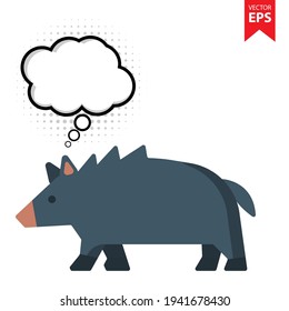 Cute cartoon Boar with thought bubble isolated on white background. Animal symbol for your web site design, logo, app, UI. Eps10 vector illustration.