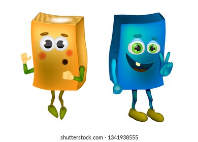 Cute cartoon book character vector illustration isolated on white background. Kids And School Books