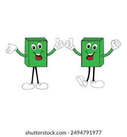 Cute cartoon book set character with different emotions and in action. Collection of cartoon,retro, groovy characters.  Vector flat icons set isolated on white background.