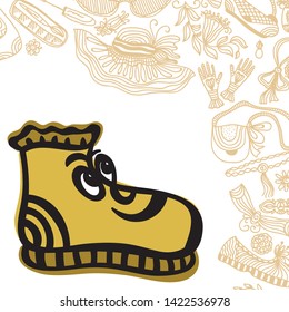 Cute cartoon boot. Vector illustration