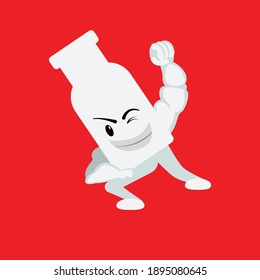 Cute cartoon bottle milk . Vector illustration