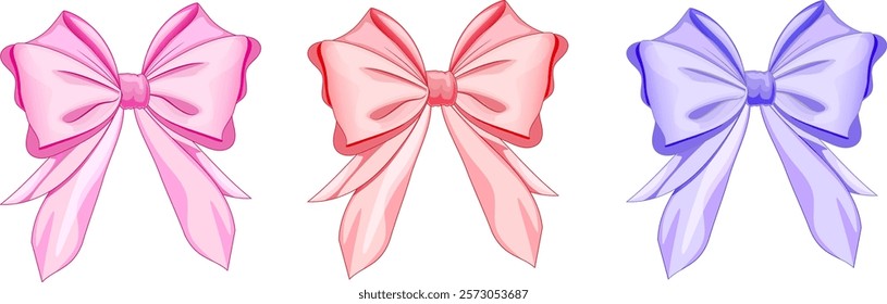 Cute cartoon bow set, three colors