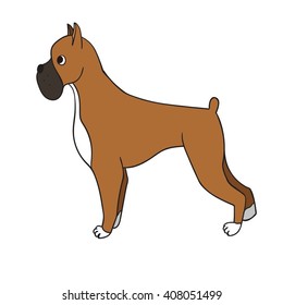 Cute cartoon boxer isolated on white background. Vector illustration.  Eps 10.