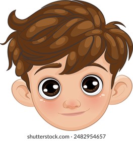 Cute cartoon boy with brown hair