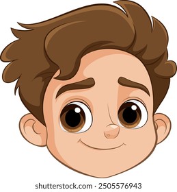 Cute cartoon boy with brown hair