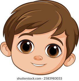 Cute cartoon boy with brown hair