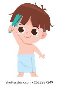 Garoto Desenho Animado Bonito com Pente