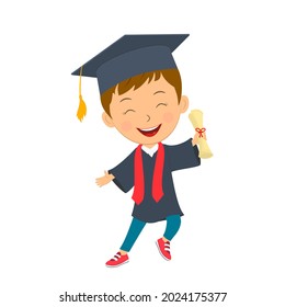 cute cartoon boy with diploma, illustration,vector