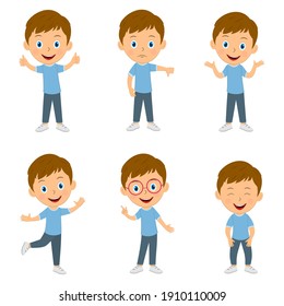 cute cartoon boy emotions set,illustration,vector