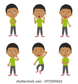 cute cartoon boy emotions set,illustration,vector