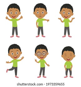 Cute Cartoon Boy Emotions Set,illustration,vector