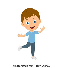 cute cartoon boy expresses happy, joy,illustration,vector