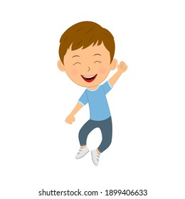 cute cartoon boy expresses win,illustration,vector