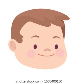 cute cartoon boy face icon over white background, colorful design. vector illustration