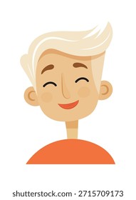 Cute cartoon boy. Flat vector clipart, illustration with isolated background.