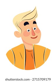 Lindo chico de dibujos animados. Clipart de Vector plano, ilustración con fondo aislado.