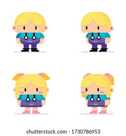 Cute Cartoon Boy and girl Character Set