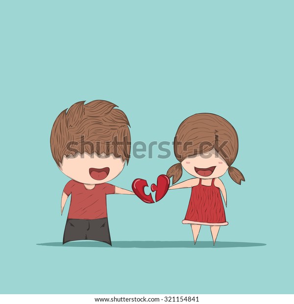 Cute Cartoon Boy Girl Couple Love Stock Vector Royalty Free