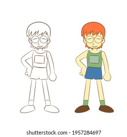 cute cartoon boy on white background, vector llustration.