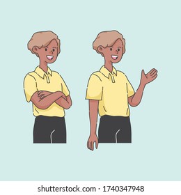 cute cartoon boy presentation character illustration