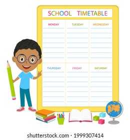 cute cartoon boy and school timetable,illustration,vector