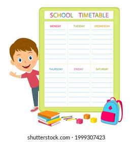 cute cartoon boy and school timetable,illustration,vector